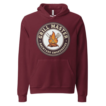Grill Master retro backyard smokehouse hoodie — Maroon, front