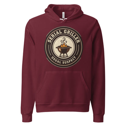 Serial Griller funny BBQ hoodie — Maroon, front