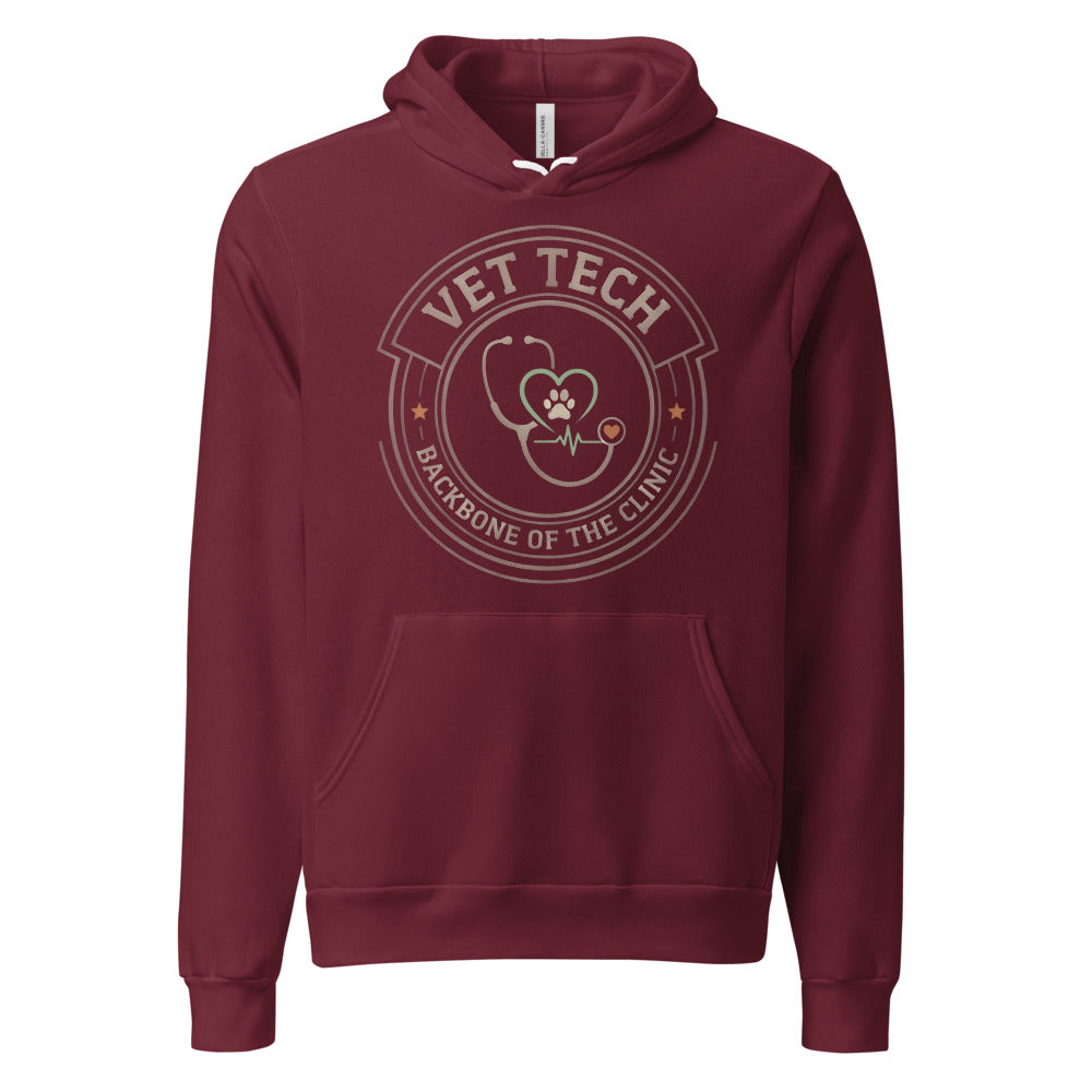 Vet Tech Crest retro veterinary technician hoodie — Maroon, front