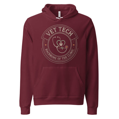 Vet Tech Crest retro veterinary technician hoodie — Maroon, front