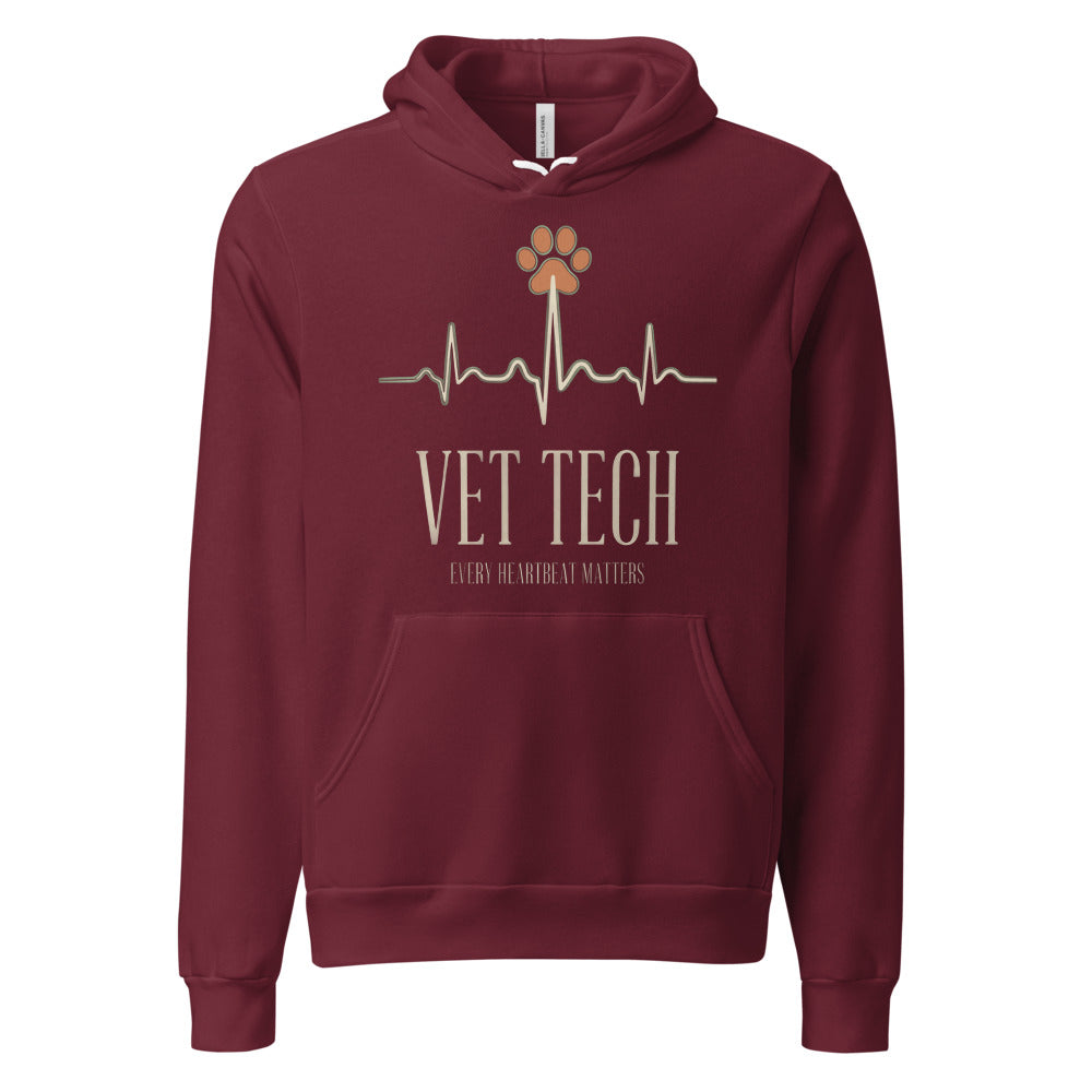 Every Heartbeat Matters minimalist vet tech hoodie — Maroon, front