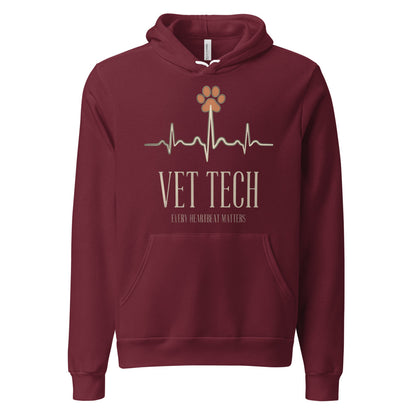 Every Heartbeat Matters minimalist vet tech hoodie — Maroon, front