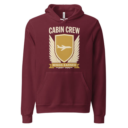 Wings Earned flight attendant hoodie — Maroon, front