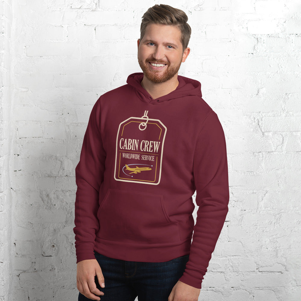 Worldwide Service cabin crew hoodie — Maroon, on model