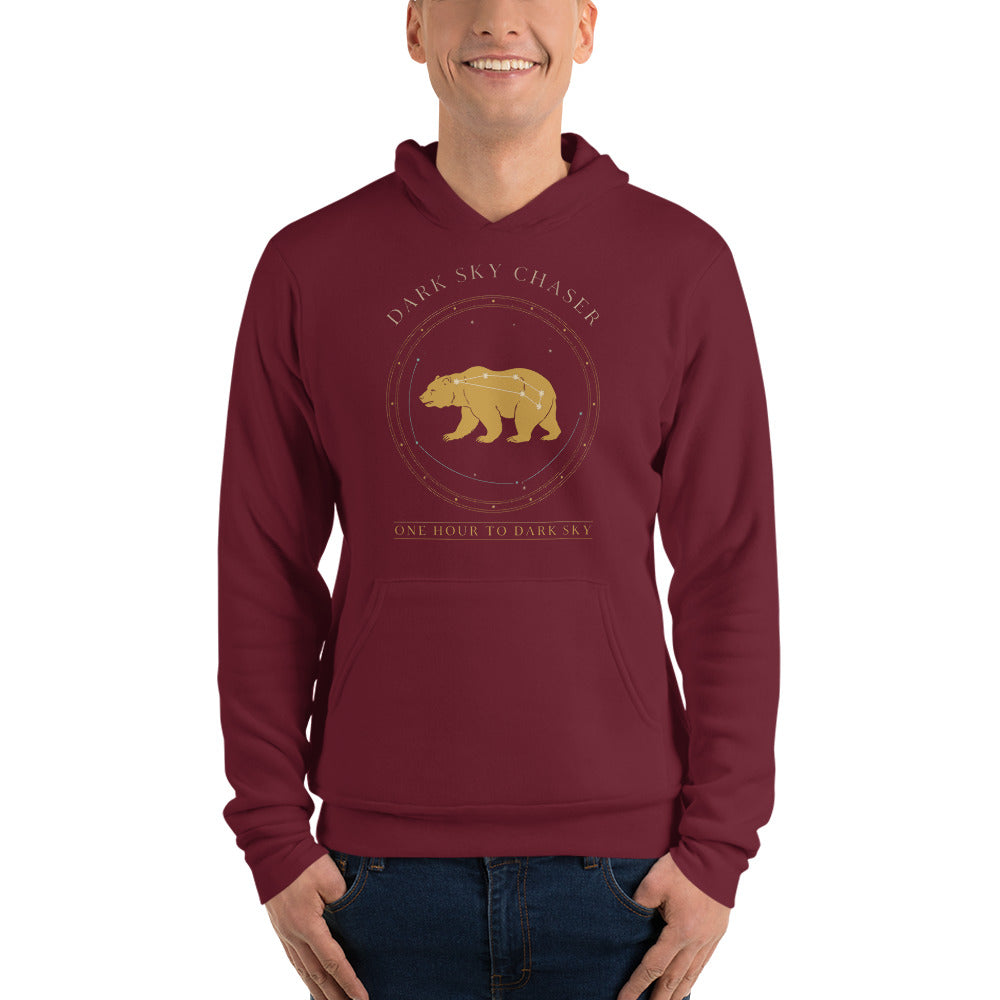 Dark Sky Chaser Ursa Major constellation astronomy hoodie — Maroon, on model