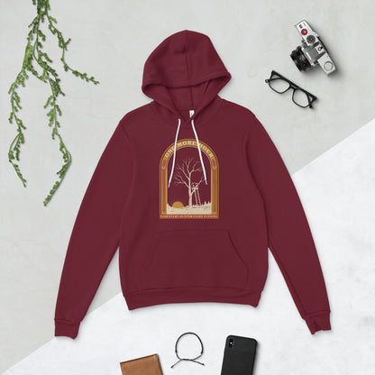 One More Hour funny deer hunting hoodie — Maroon, flat lay