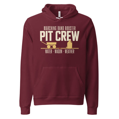 Pit Crew marching band booster hoodie — Maroon, front