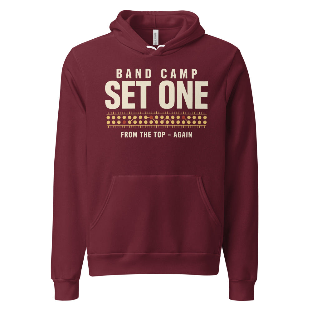 Set One marching band drill chart hoodie — Maroon, front