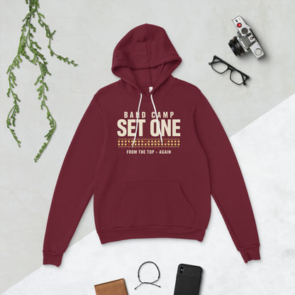 Set One marching band drill chart hoodie — Maroon, flat lay