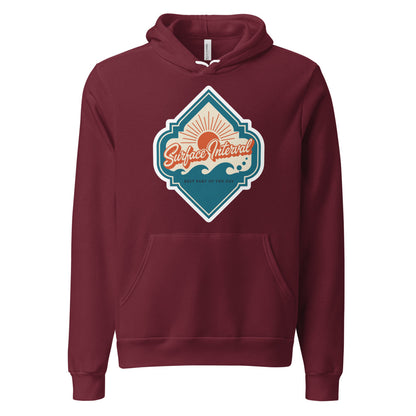 Surface Interval vintage scuba diving travel decal hoodie — Maroon, front