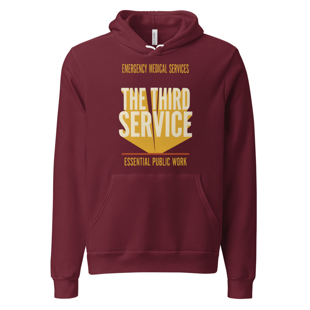 The Third Service EMS hoodie — Maroon, front