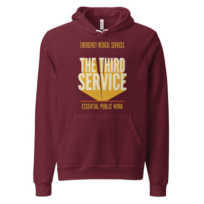 The Third Service EMS hoodie — Maroon, front