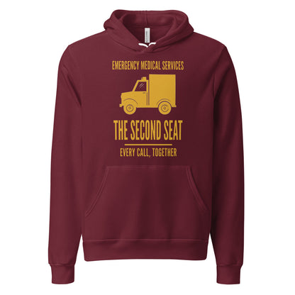 The Second Seat EMS paramedic hoodie — Maroon, front