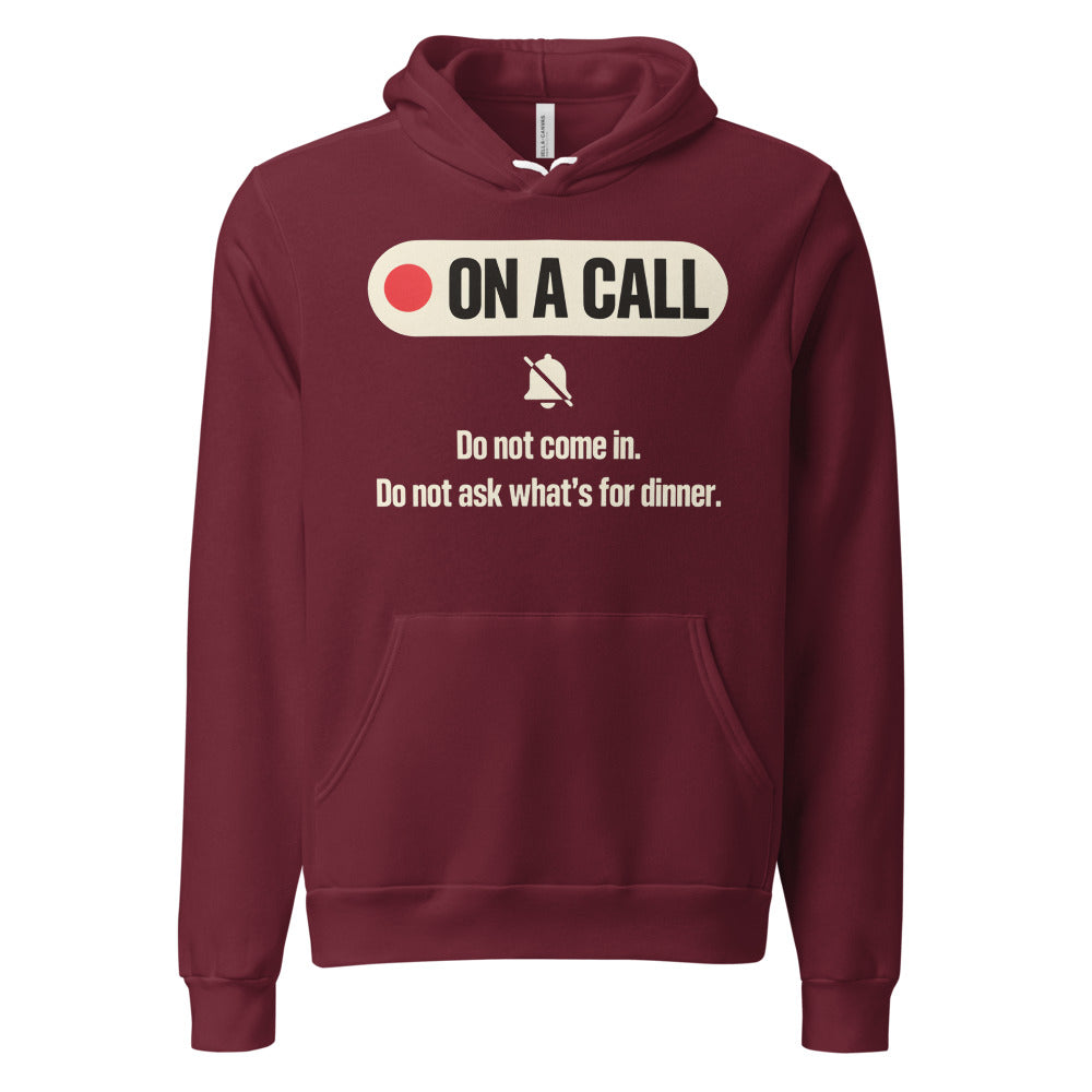 On A Call do not disturb status unisex hoodie — Maroon, front
