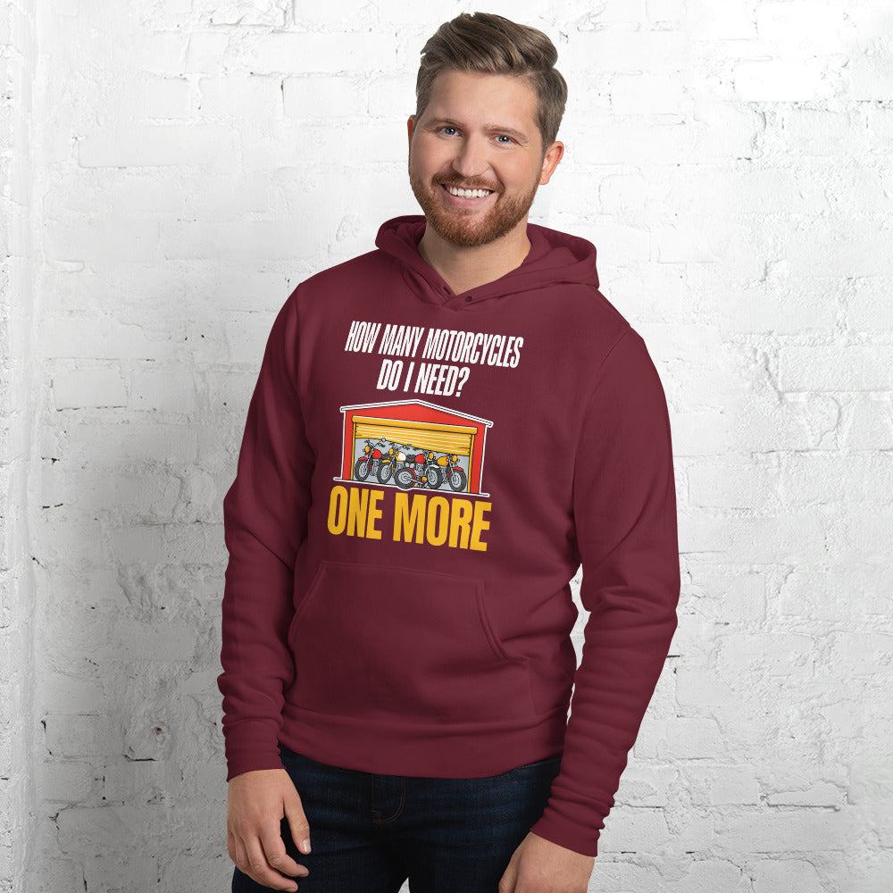 One More funny motorcycle hoodie — Maroon, on model
