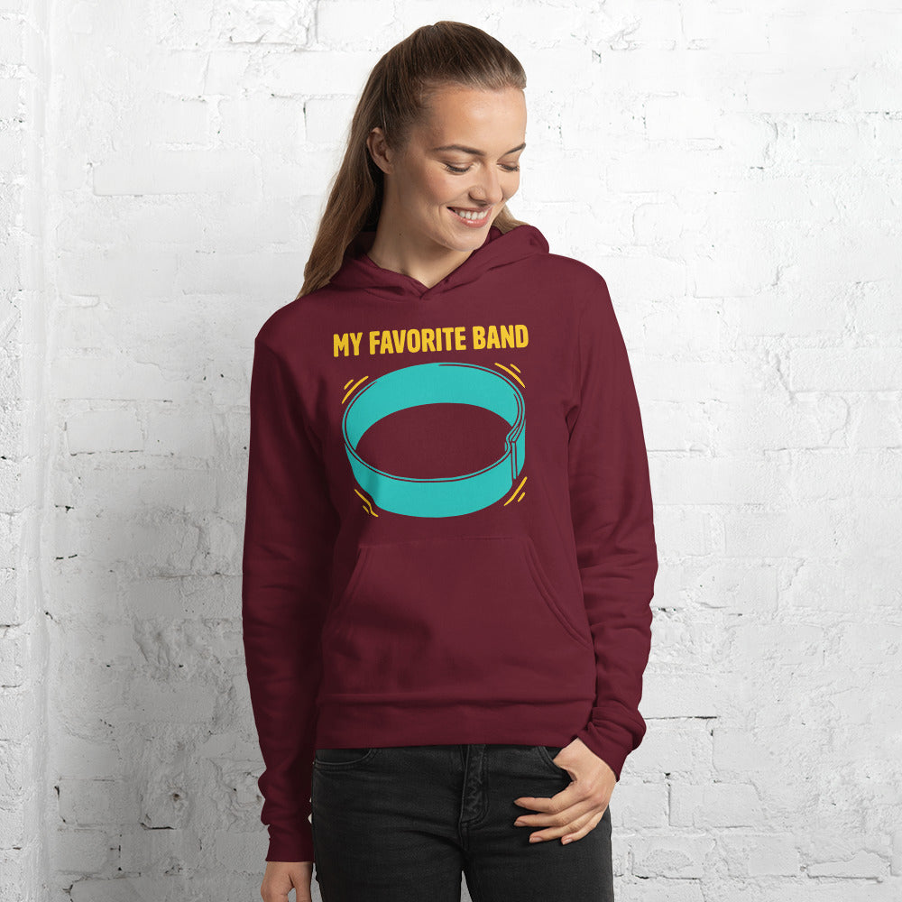 My Favorite Band funny physical therapy hoodie — Maroon, on model