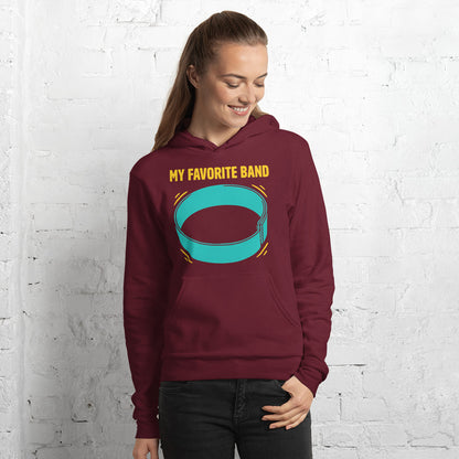 My Favorite Band funny physical therapy hoodie — Maroon, on model