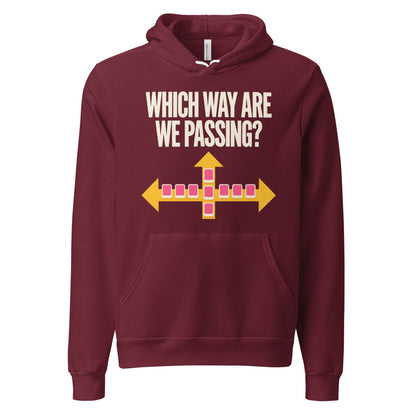 Which Way Are We Passing funny mahjong hoodie — Maroon, front