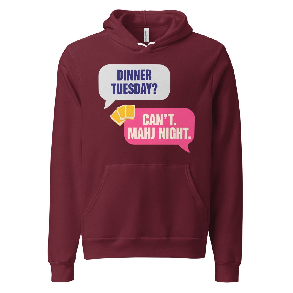 Mahj Night funny mahjong hoodie — Maroon, front