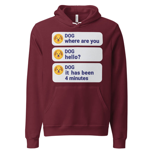 It Has Been 4 Minutes funny dog dad hoodie — Maroon, front
