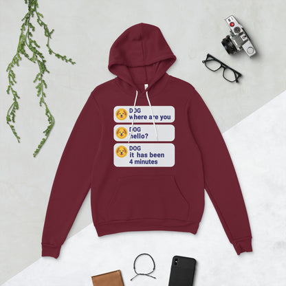 It Has Been 4 Minutes funny dog dad hoodie — Maroon, flat lay