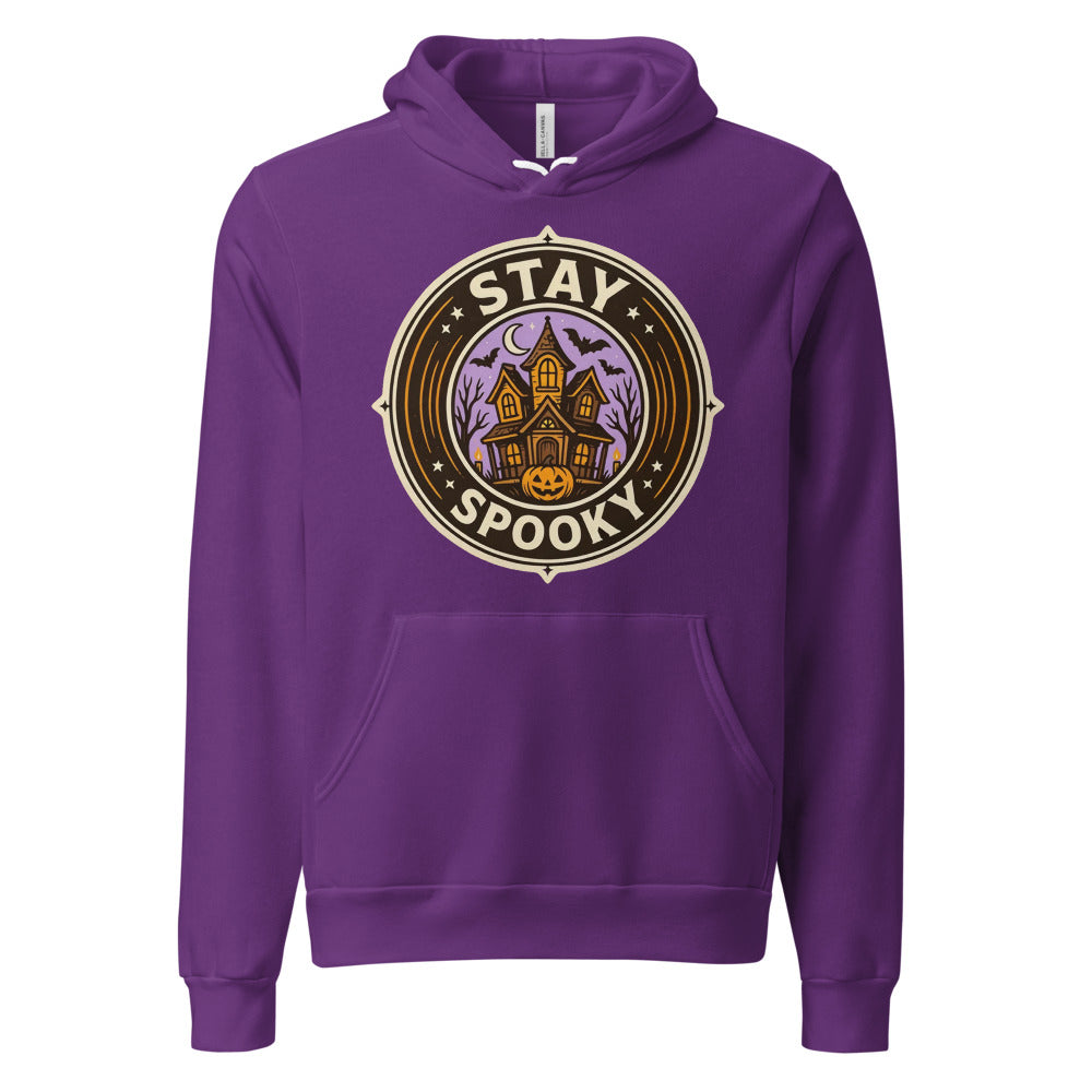 Stay Spooky retro Halloween vintage badge hoodie — Team Purple, front
