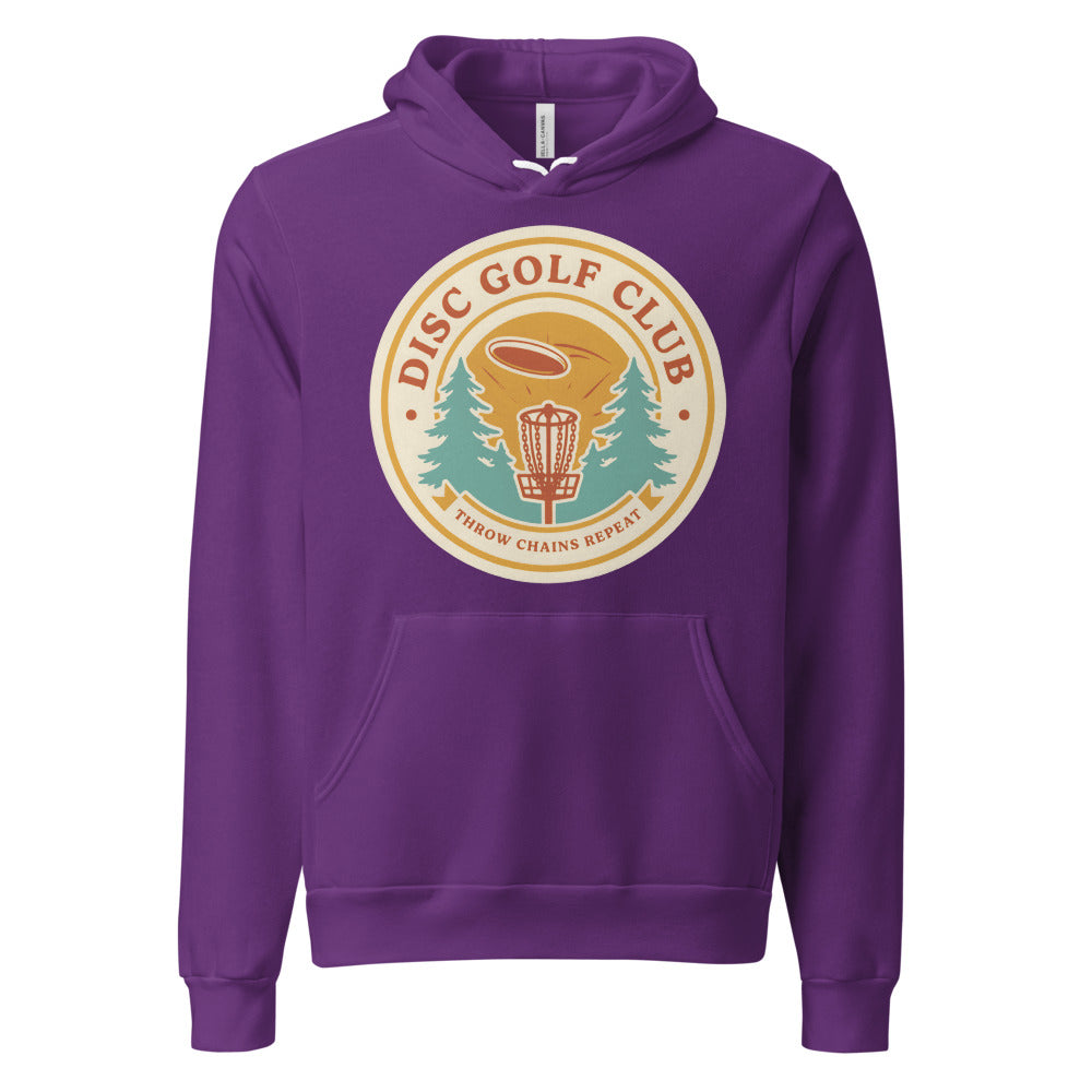 Disc Golf Club retro badge hoodie — Team Purple, front