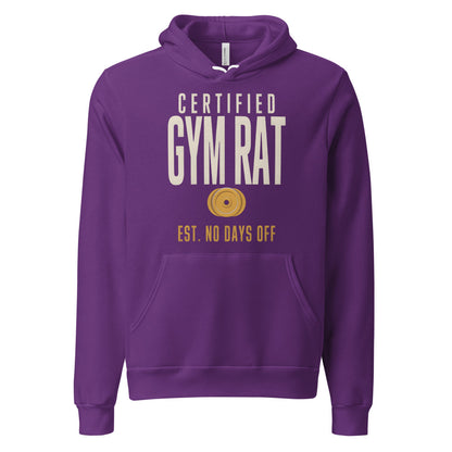 Certified Gym Rat vintage athletic hoodie — Team Purple, front