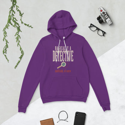 Basically a Detective vintage true crime hoodie — Team Purple, flat lay