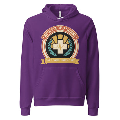 Registered Nurse vintage healthcare emblem badge hoodie — Team Purple, front