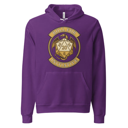 Roll For Initiative d20 dragon tabletop RPG hoodie — Team Purple, front