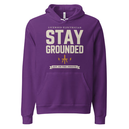 Stay Grounded funny electrician hoodie — Team Purple, front