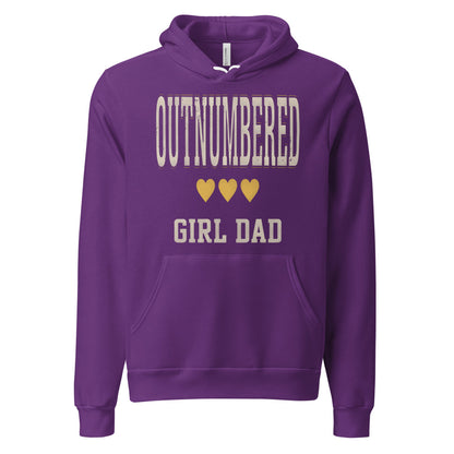 Girl Dad Outnumbered & Proud hoodie — Team Purple, front
