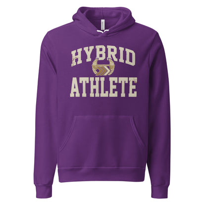 Hybrid Athlete vintage varsity hoodie — Team Purple, front