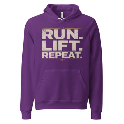 Run Lift Repeat vintage athletic hoodie — Team Purple, front