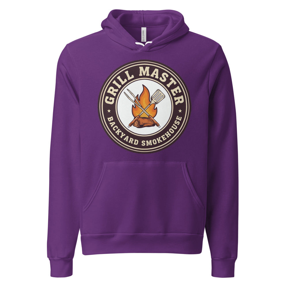 Grill Master retro backyard smokehouse hoodie — Team Purple, front