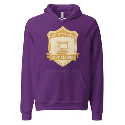 Just Closed real estate agent hoodie — Team Purple, front