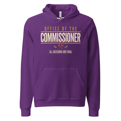 Office of the Commissioner fantasy football draft hoodie — Team Purple, front