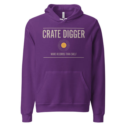 Crate Digger vinyl record hoodie — Team Purple, front