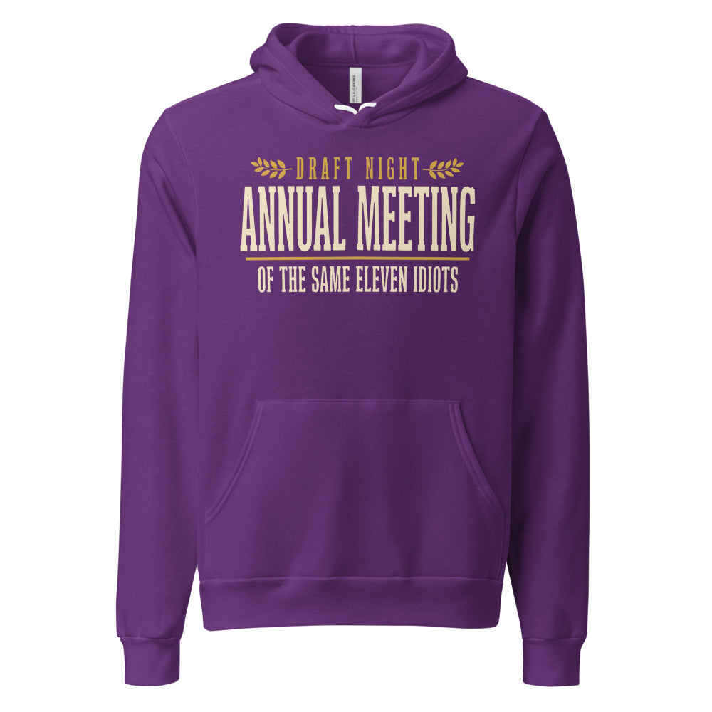 Annual Meeting of the Same Eleven Idiots funny fantasy football draft hoodie — Team Purple, front