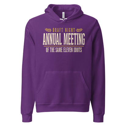 Annual Meeting of the Same Eleven Idiots funny fantasy football draft hoodie — Team Purple, front