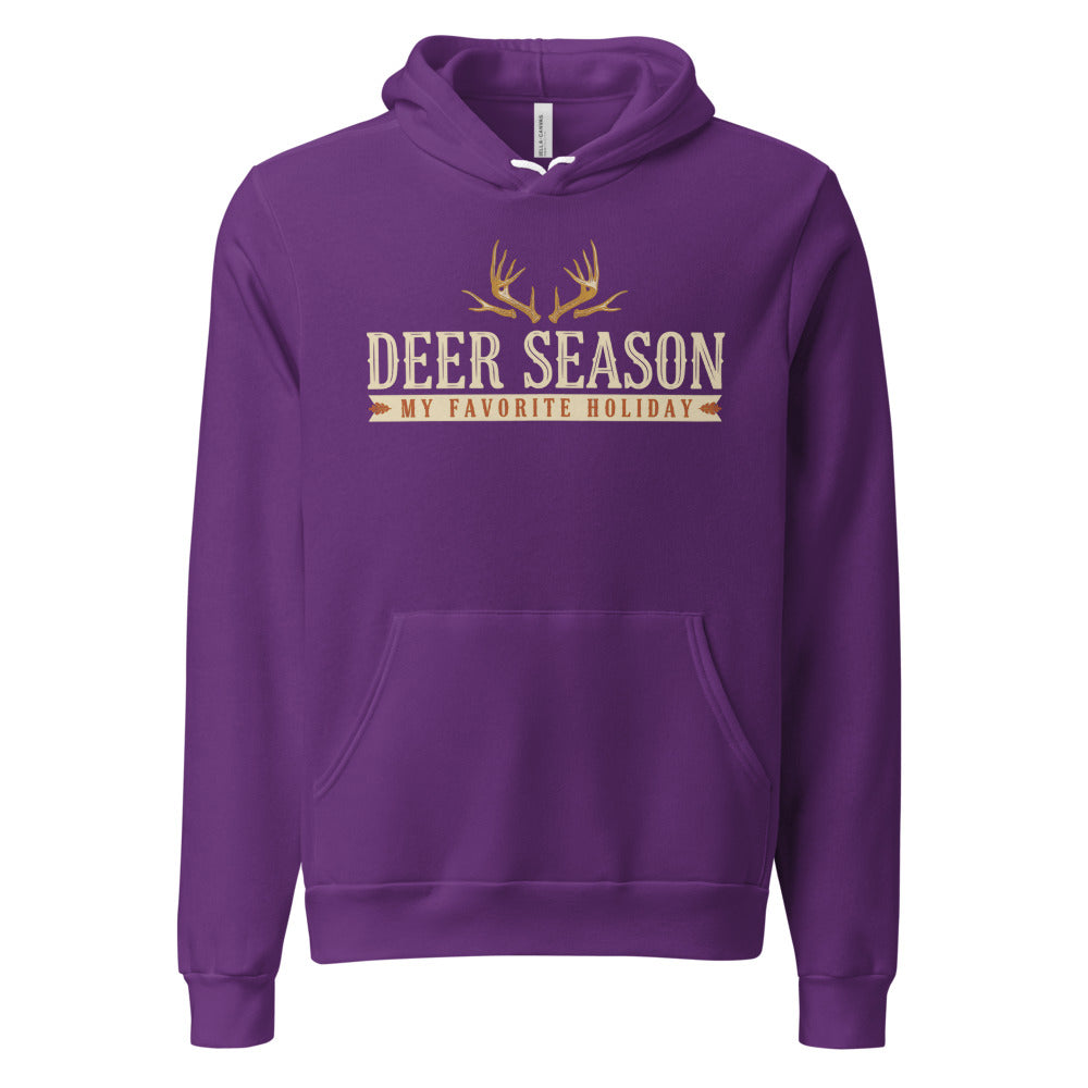 Deer Season My Favorite Holiday deer hunting hoodie — Team Purple, front
