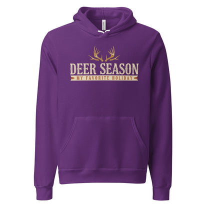 Deer Season My Favorite Holiday deer hunting hoodie — Team Purple, front