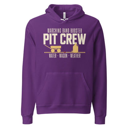 Pit Crew marching band booster hoodie — Team Purple, front