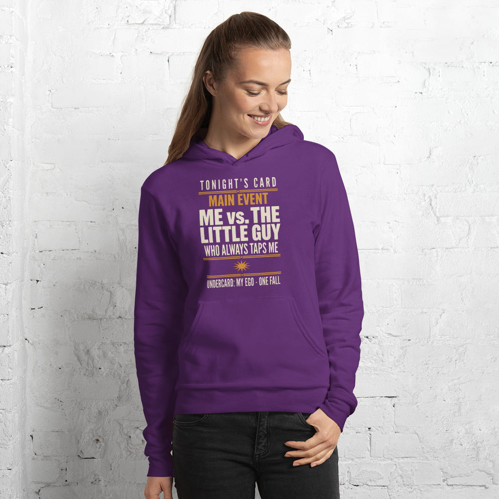 Tonight's Card funny Brazilian jiu jitsu hoodie — Team Purple, on model