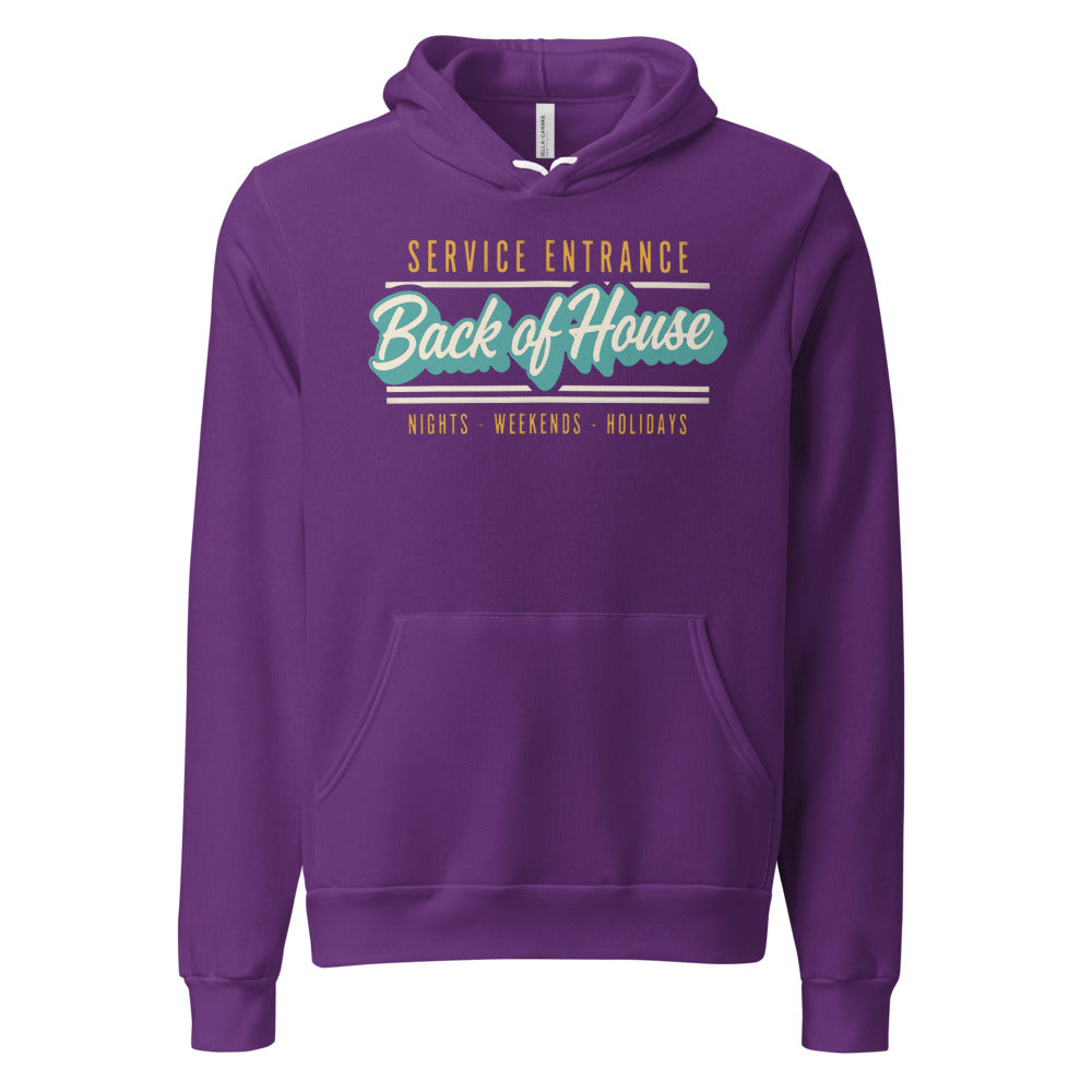 Line Cook Back of House retro diner service sign hoodie — Team Purple, front