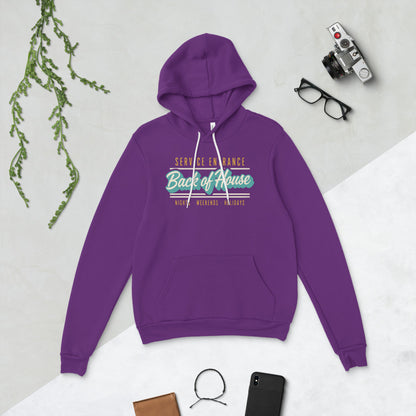 Line Cook Back of House retro diner service sign hoodie — Team Purple, flat lay