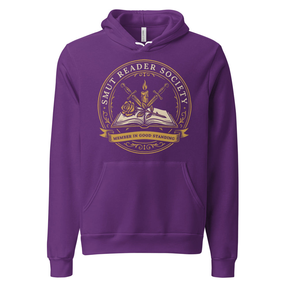 Smut Reader Society book lover dark academia hoodie — Team Purple, front
