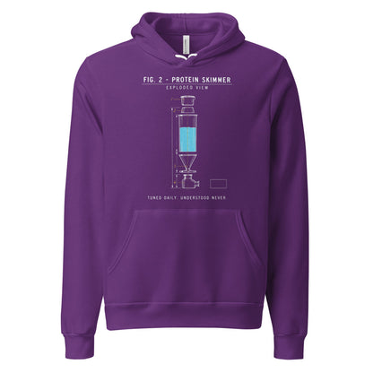 Protein Skimmer Exploded View reef tank saltwater aquarium hoodie — Team Purple, front