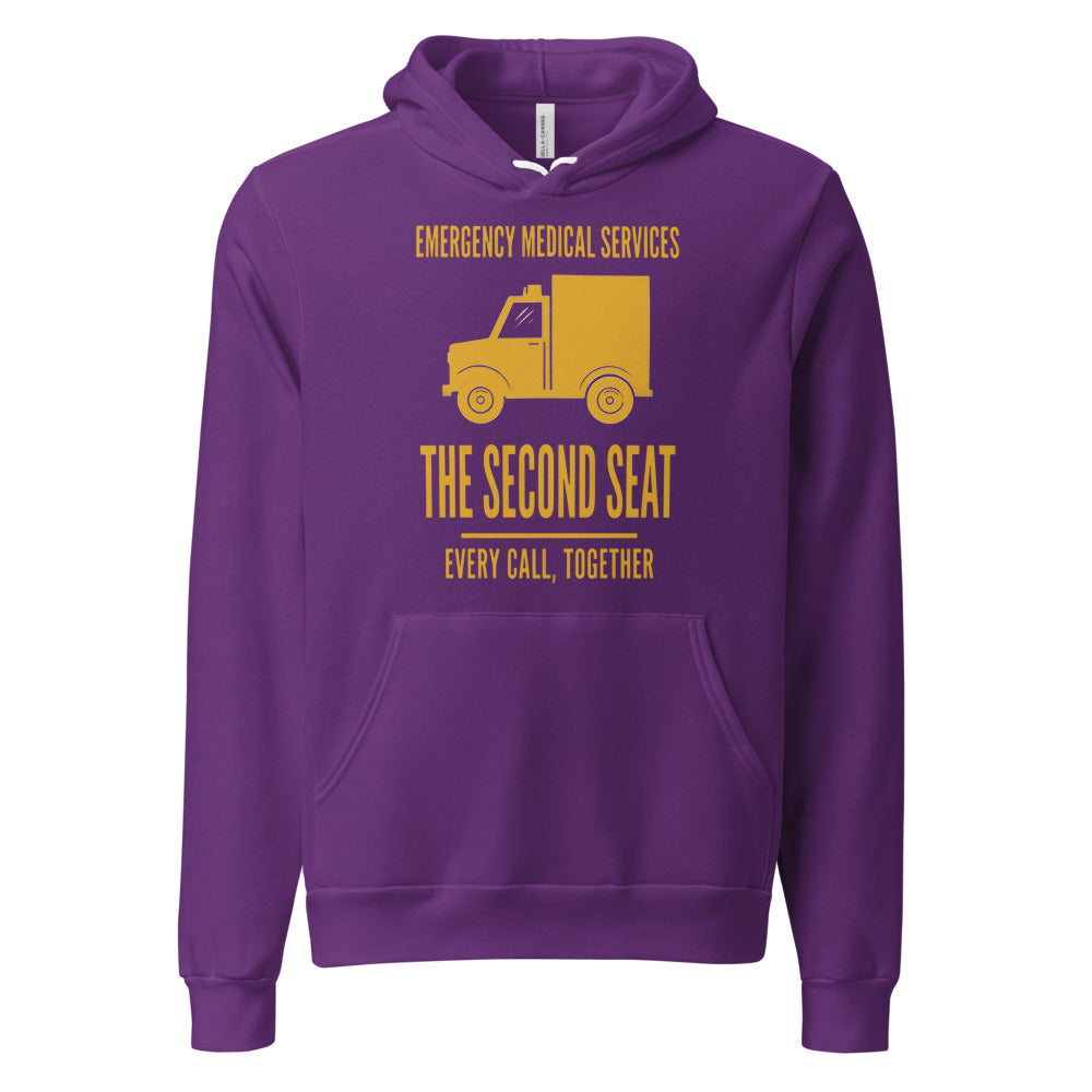 The Second Seat EMS paramedic hoodie — Team Purple, front